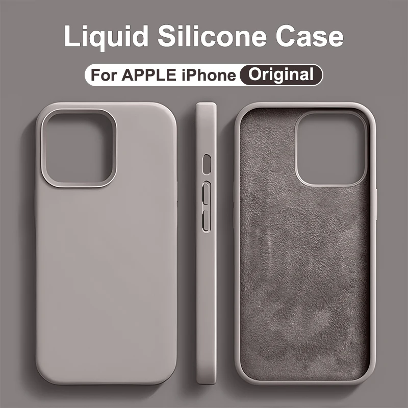 Original Liquid Silicone Phone Case For APPLE iPhone 11 13 12 14 15 Pro Max Cases For iPhone 15 Plus Shockproof Protective Cover-animated-img