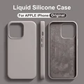 Original Liquid Silicone Phone Case For APPLE iPhone 11 13 12 14 15 Pro Max Cases For iPhone 15 Plus Shockproof Protective Cover