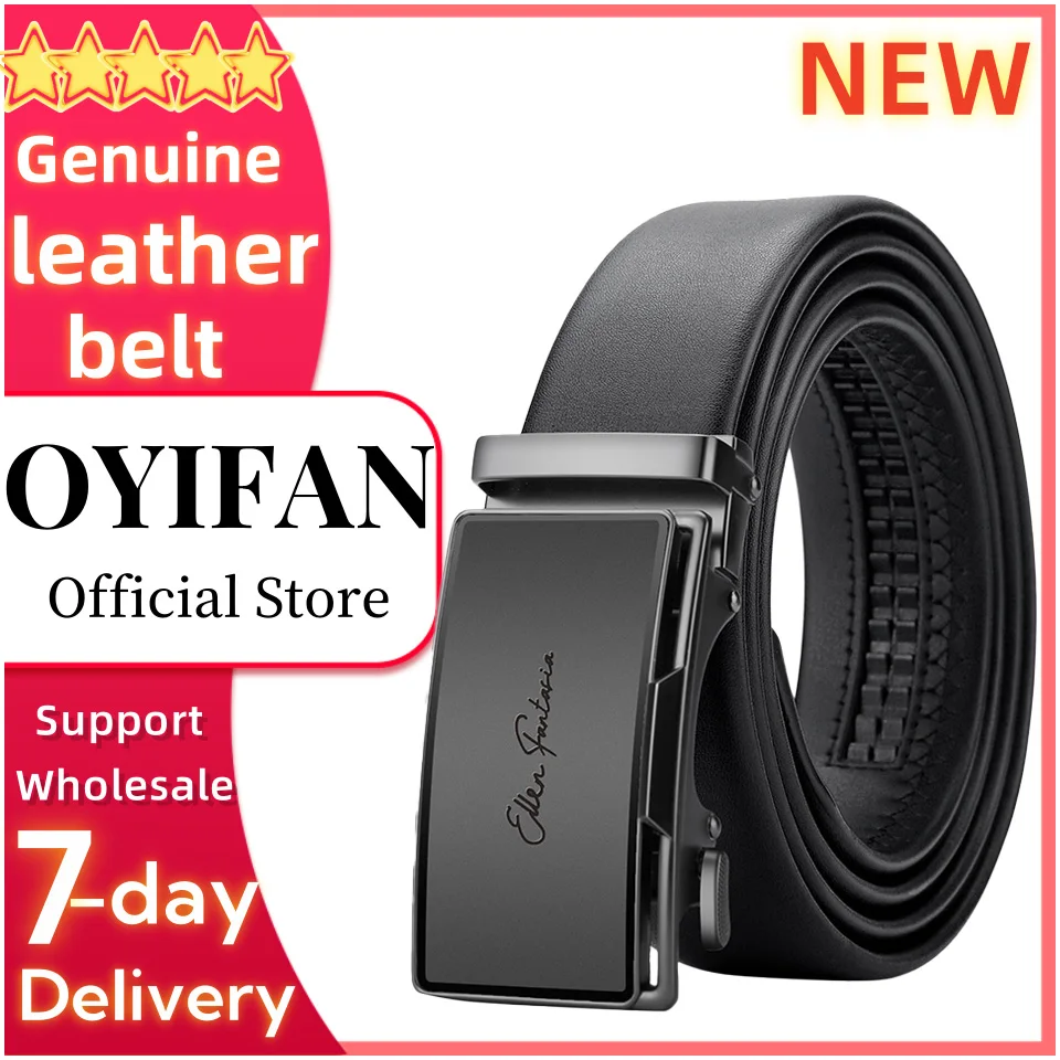 OYIFAN Fashion Men's Belt Genuine Luxury Brand Belt Metal Buckle Belt High-Quality Leather Soft Belt With Cargo Pants Jeans-animated-img
