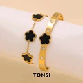 2 Pieces Stacking Stylish Cinquefoil + Cinquefoil with Zirconia Bracelet Stainless steel does not fade Suitable for daily wear preview-1