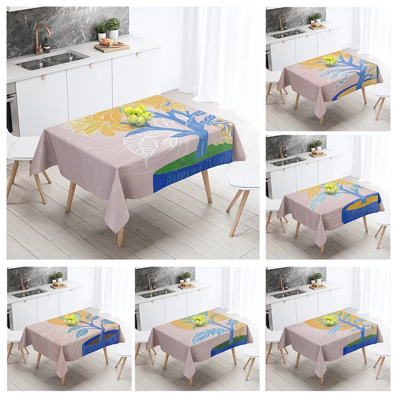 Home tablecloths dining decoration and rectangular table accessories waterproof cloth Anti-stain nordic boho morandi abstract-animated-img