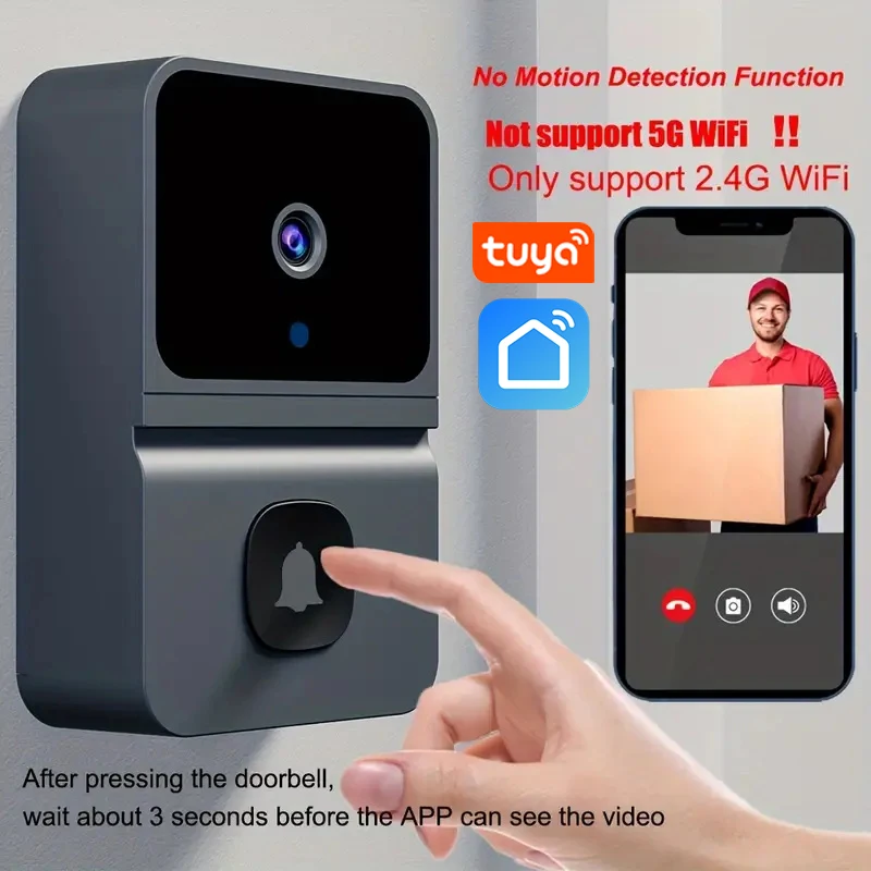 Tuya WiFi Video Doorbell Wireless HD Camera 480P Smart Home  Security Protection Two Way Intercom Night Vision Smart Doorbell-animated-img