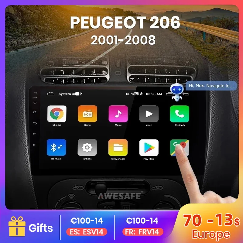 For Peugeot 206 CC 2001 2002 2003 2004 2016 Car Radio Multimedia