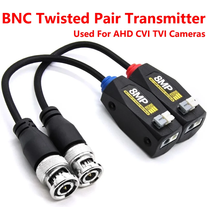 1Pairs 8MP BNC Video Balun Connector Transmission Twisted Pair Transmitter 8MP AHD/CVI/TVI Camera Support HD