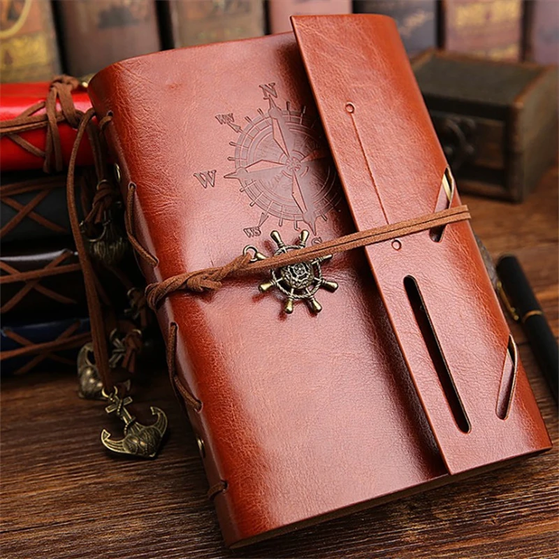 Retro Notebook Traveler Diary Leather Soft Cover Small Size 13x9cm Replaceable Kraft Paper Inner Notebooks & Notepads-animated-img