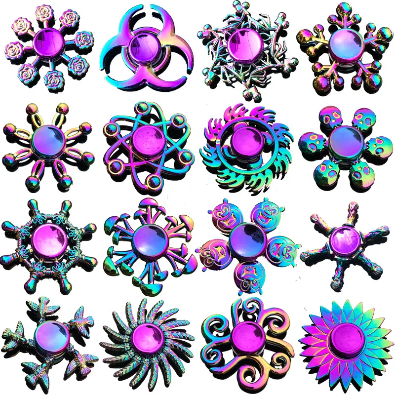 28 styles Fidget Decompression Toy Spinner Finger Spinner Metal Rainbow Color Alloy Metal Anti-Anxiety Toy For Kids Adults Gifts-animated-img