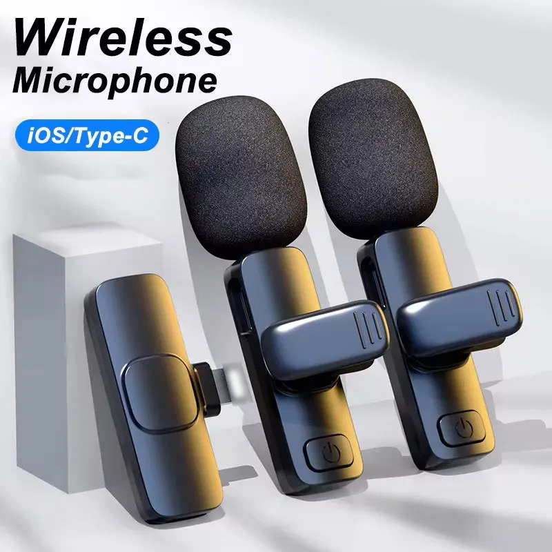 Wireless Lavalier Microphone Portable Audio Video Recording Mini Mic for iPhone Android Live Broadcast Gaming Phone Mic-animated-img