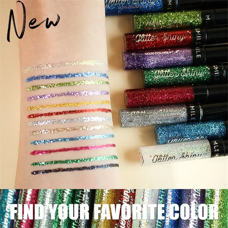 Pearlescent Eyeliner 12 Colors Glitter Liquid Eyeshadow Lying Silkworm Pencil Waterproof Lasting Sequins Flash Eye Liner Makeup-animated-img