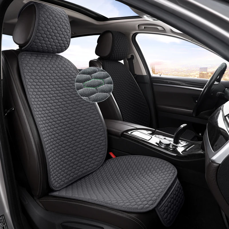 Αγορά AliExpress  Karcle Car Seat Cover Full Set Imitation Linen Universal  Seat Protector Back Seat Cushion Front Rear Car Covers In Salon Warm