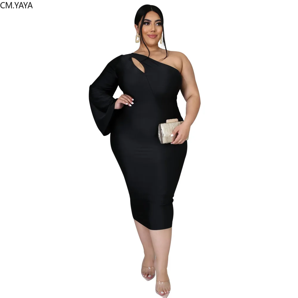 CM.YAYA Plus Size 2XL-5XL Women Dress 
