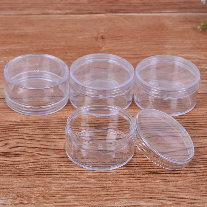 10pcs Round Clear Plastic Containers Beads Crafts Jewelry Display