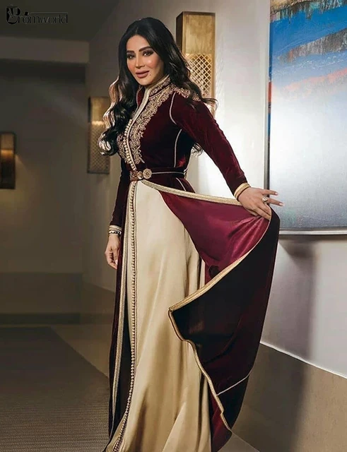 Moroccan Caftans Burgundy Formal Dress 