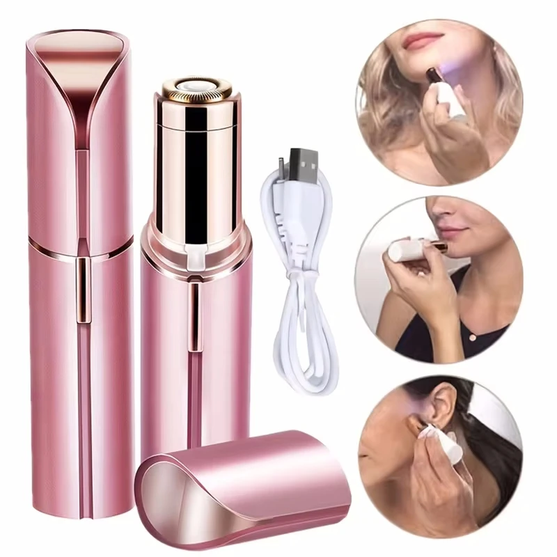 2024 New Epilator Face Hair Removal Lipstick Shaver USB Electric Eyebrow Trimmer Women's Hair Remover Mini Shaver epilator-animated-img