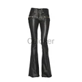 Casual Streetwear Women Punk Gothic Black PU Leather Pants High Waist Bandage Skinny Slim Flared Trousers Women Clothing S-5XL preview-2