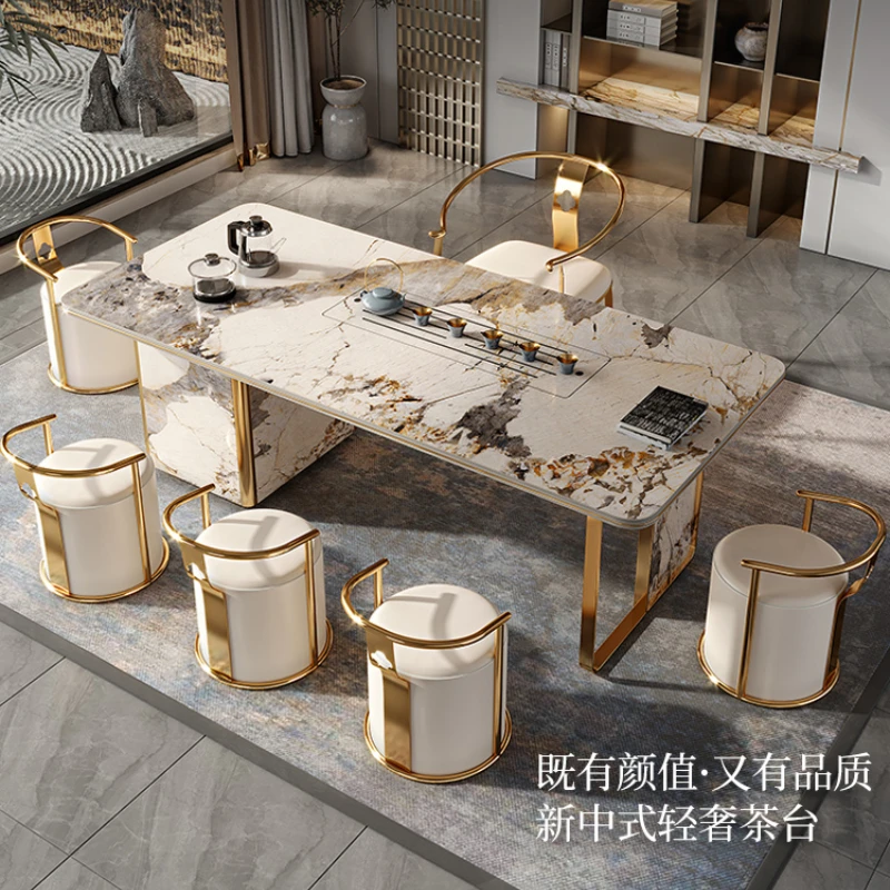 Light Luxury Tea Table Modern Office High-End Simple Kung Fu Tea Brewing Tea Table Chair Combination New Chinese Large Board