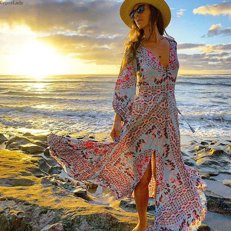 Super Chic Pandora blue long boho Dress 