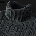 Men's Fleece-Lined Thickened Warm Soft Polo/Turtle Neck Sweater New Knitted Top Winter Essential Style Fashionable Coat preview-4