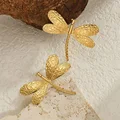 EILIECK 316L Stainless Steel Gold Color Dragonfly Stud Earrings For Women Fashion Waterproof Jewelry Holiday Gift Bijoux Серьги preview-4