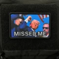 Trump Fist in the Air 'Missed Me' 2"x3" Morale Patch - Humorous Military Meme with Hook and Loop preview-3