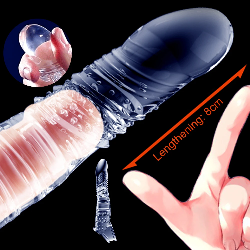 Купить Алиэкспресс | Penis Sleeve Extender Reusable Condoms Adult Sex Toys  for Men Dick Enlarger Delay Ejaculation Penis Enlargement Sex Shop