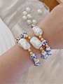 Imitation Baroque Pearl Bracelet Elastic Rope Fashion Simple Beaded Blue and White Porcelain Bracelet s Jewelry Accessories preview-3