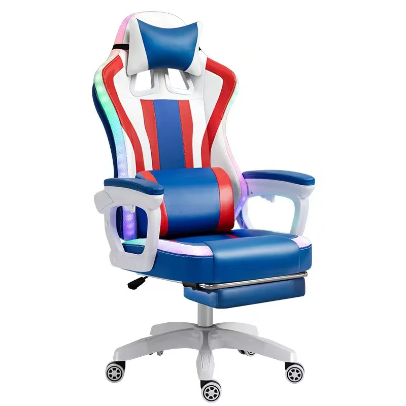 blue white gaming chair