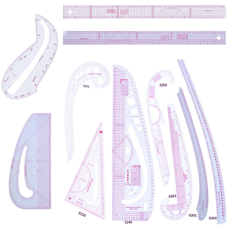 Multifunction 6501 Plastic French Curve Sewing Ruler Measure Tailor Ruler  Making Clothing 360 Degree Bend Ruler Tools 