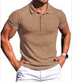 Men Button Slim Knitted T-shirts Summer Casual Short Sleeve Slim Solid Color Knitwear Pullover Tee Shirt Tops BSD-ZT161 preview-1