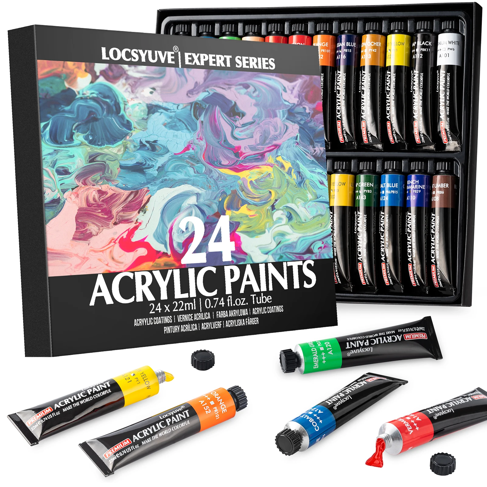 12/24 Acrylic Paint With Brush And Palette 12 ML Waterproof