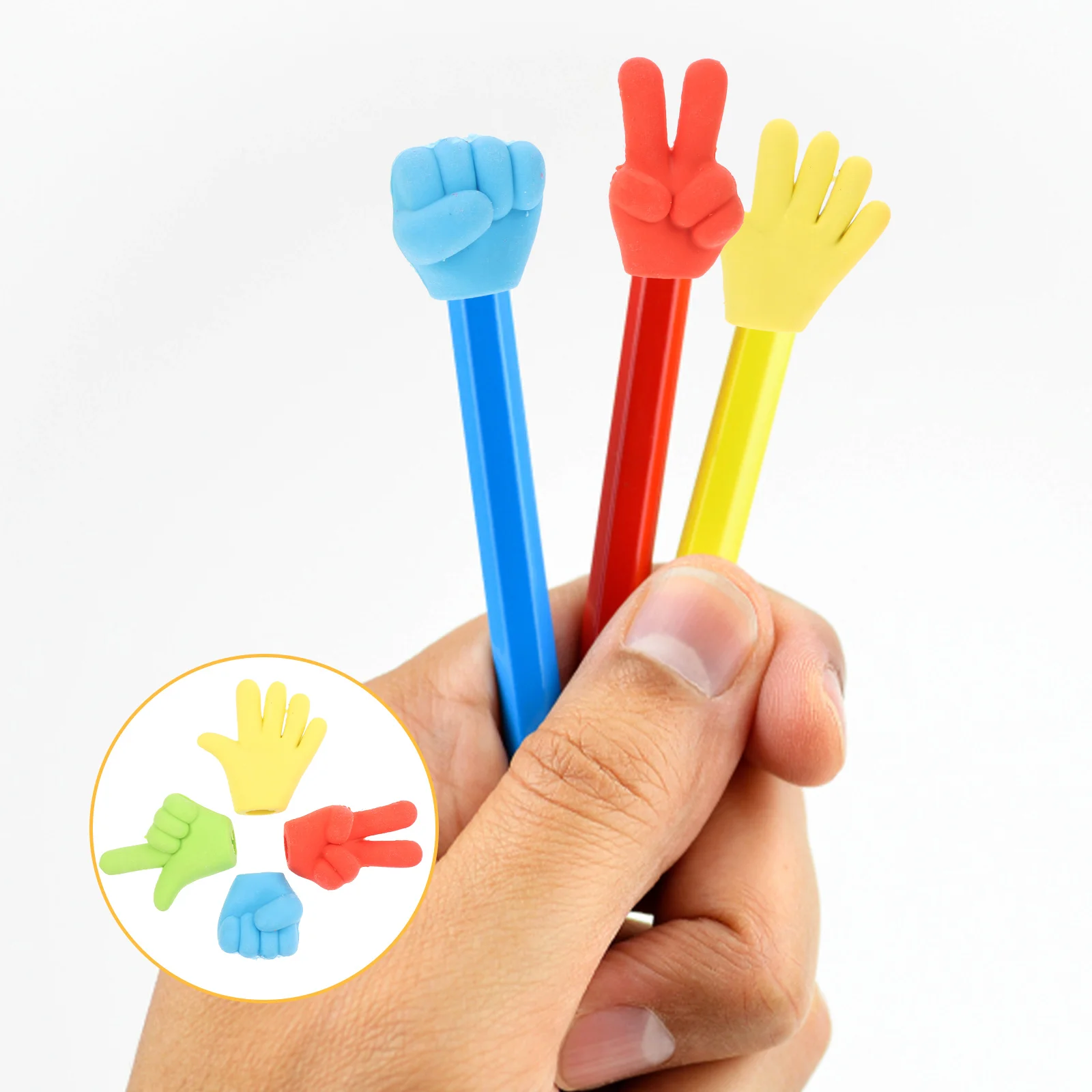 24 Pcs Eraser School Prizes Pencil Erasers for Kids Modeling Classic Finger Shaped Fun-animated-img