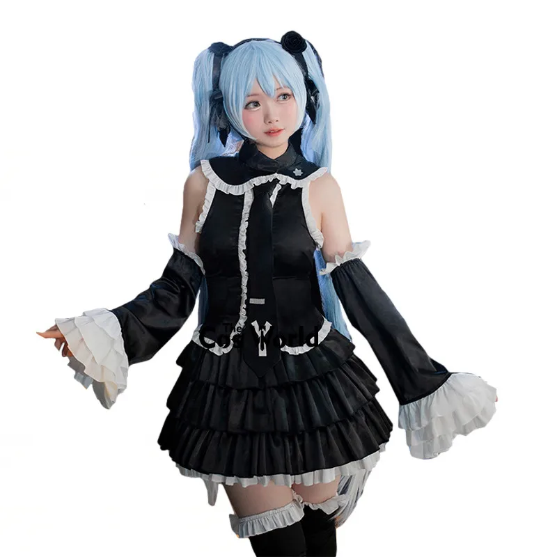 Miku Gothic Dress Outfits Anime Cosplay Costumes-animated-img
