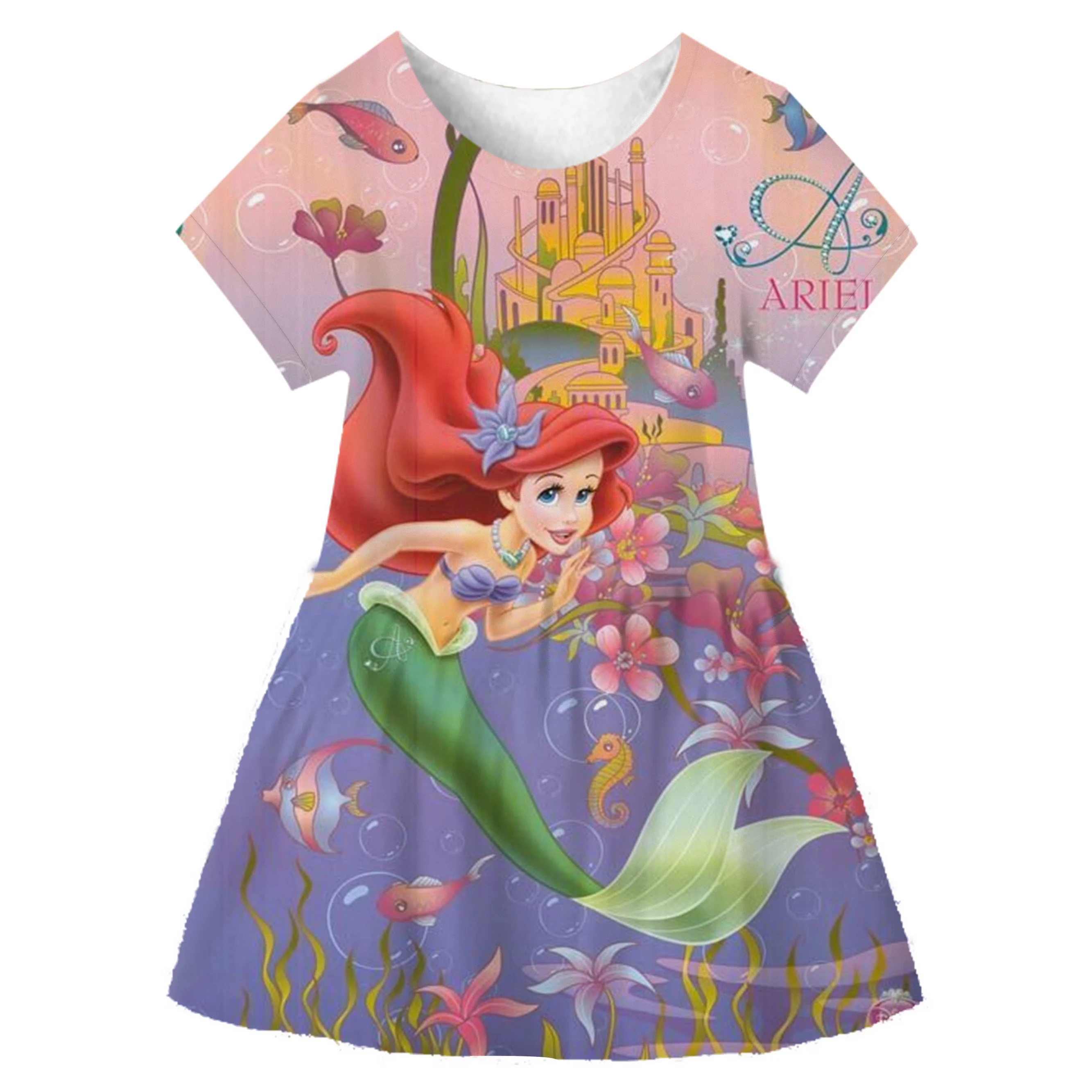 Children Ariel Cosplay Princess Clothing Princess Dress up Girls Halloween Mermaid Costume Kid Disney Series Casual Skirt 1-10-animated-img