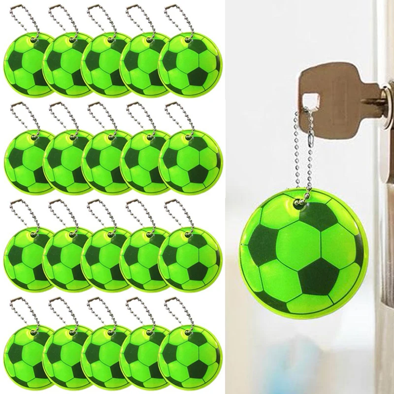 5/20PCS Football Reflective Keychain Night Safety Key Chain for Bags Backpack Pendant Reflector for Things Traffic Securi-animated-img