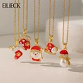 EILIECK 316L Stainless Steel Christmas Pendant Necklace For Women Fashion New Santa Claus Sock Gloves Neck Chain Jewelry Gift preview-1