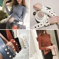 2023 Spring New Korean Style Half Polo Turtle Neck Slimming Knit Sweater Elastic Tightening Inner Top Smooth Slimming Siouhet preview-3