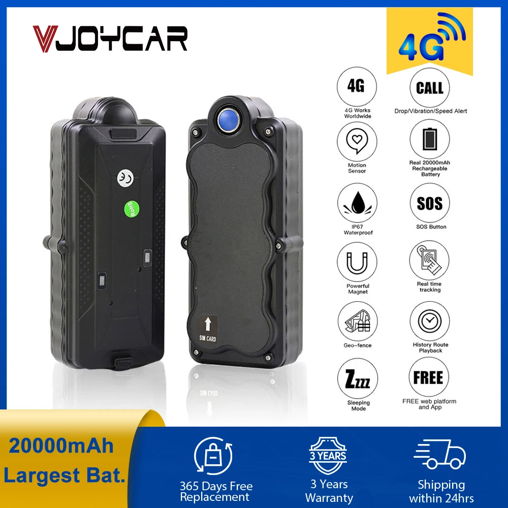4G GPS Tracker Car GPS TK20C TK05C Waterproof Portable Recharge Large Battery 20000mAh Strong Magnet Locator 3rd Server Traccar-animated-img
