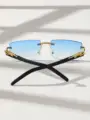 1pc Unisex Rimless Plastic Frame Fashion Glasses For Summer Vacation Outdoor Travel Clothing Accessories preview-1