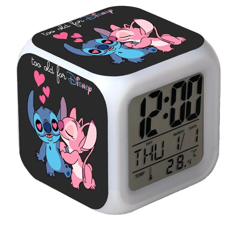 Stitch Disney LED Color Alarm Clock Growing Change Digital Light