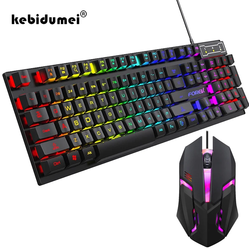 104 key Backlit Mechanical Keyboard Wired Gaming Keyboard waterproof Luminous keyboard And Mouse Set for Gamer PC Laptop Office-animated-img