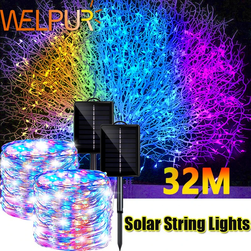 50-300 LED Solar Fairy Lights - Outdoor Garden String Lights For Parties & Christmas, IP65, Multi-Color