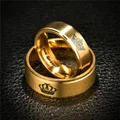 Gold Colour King Queen Crown Stainless Steel Couple Rings for Lovers Promise Men Women Valentine's Day Gifts preview-4