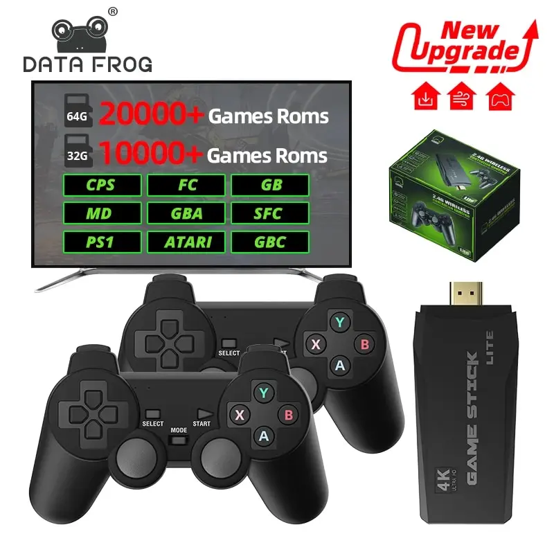 DATA FROG Retro Video Game Console 2.4G Wireless Console Game Stick 4k 10000 Games Portable Dendy Game Console for TV 20000 Game-animated-img