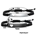 Custom Stainless Steel Couple Bracelet Set Black Woven with heart magnetic suction Bracelet for Women Men Jewelry Accessories preview-2