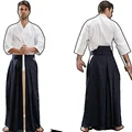 Aikido Gi Uniform Cotton Hapkido Pants Kendo Hakama Black Deep Blue White  Japanese Samurai Traditional Keikogi