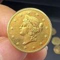 US 1849/1850/1851/1852/1853 Statue of Liberty 1 Dollar Copy Gold Coin,Small Crown Head 18 mm Plated Collectibles Challenge Gifts preview-1