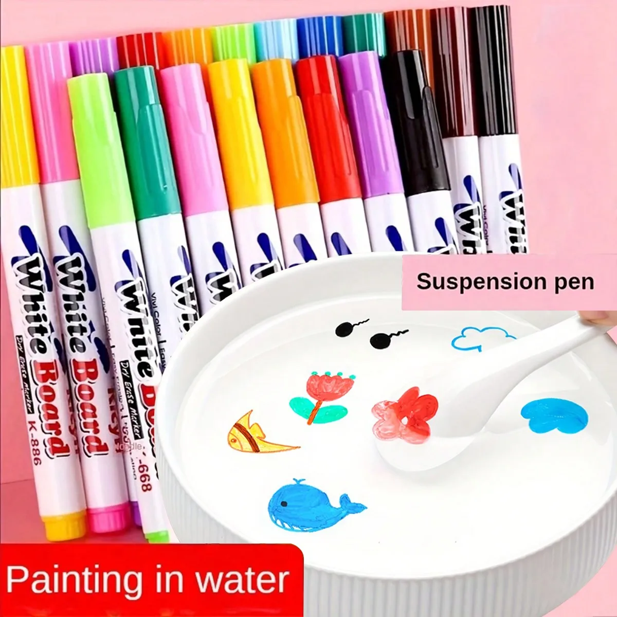 8/12 Colors Magical Water Painting Pen With Ceramic Spoon, Magical Floating Ink Pens Dry Erase  Art  art supplies-animated-img