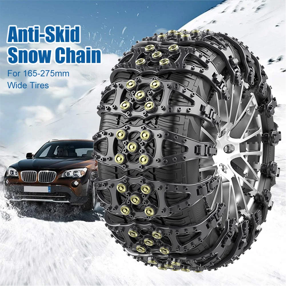 Car Tire Chains Winter Snow Wheels Chain Outdoor Snow Tire Emergency Double Grooves Anti-Skid Chains for 165-275mm Tire 1/2/4pcs-animated-img