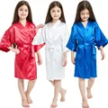 White Satin Silk Spa Bath Robes for Little Girls Kids Baby 2 to 3 4 5 6 7 8 9 10 11 12 13 14 Years Red Blue Children Robe Sleep preview-1