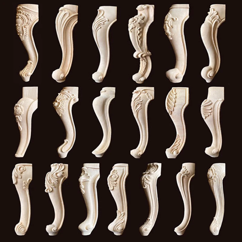 1PCS Wooden Legs for Furniture Carving Flower Sofa Seat TV Cabinet Feet Sideboards Replace Bed Foot Home Decoration Accessories-animated-img