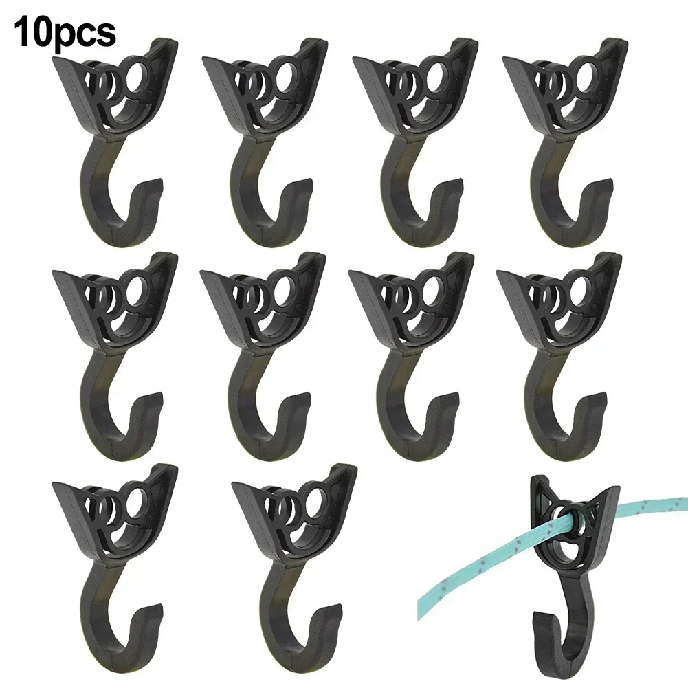 10pcs Hooks Plastic Black Open End Cord Hooks Lanyard Hooks Small Plastic Hooks 2.8*4.4*2.3cm For Outdoor Camping Accessories-animated-img